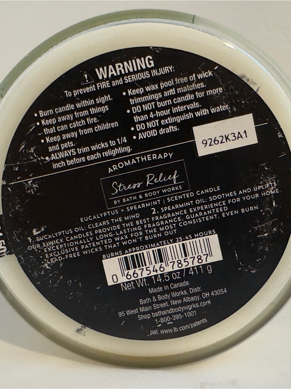 Bath & Body Works NWT Aromatherapy Stress Relief Candle Eucalyptus & Spearmint - Picture 5 of 7
